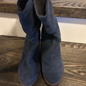 Aldo Navy Suede Heeled Boots